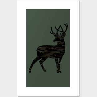 Dark camouflage pattern Mosaik Style deer Posters and Art